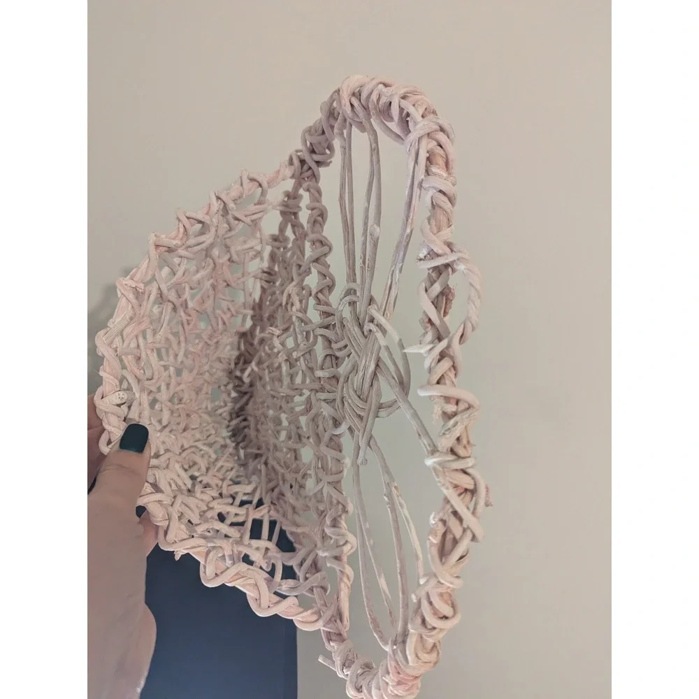 Heart Shaped Wicker Wall‎ Basket Light Pink Decorative Hanging Organizer 14x13x5